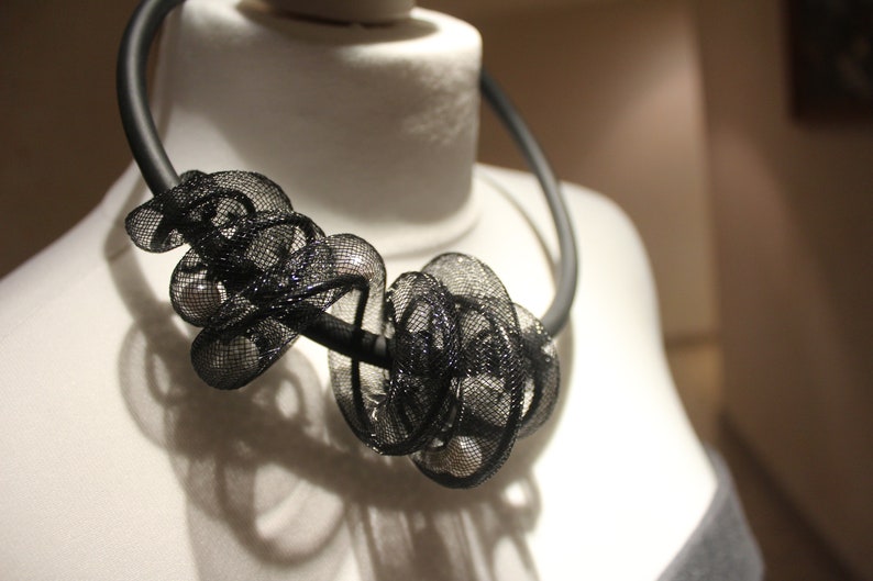 Black White Mesh Necklace