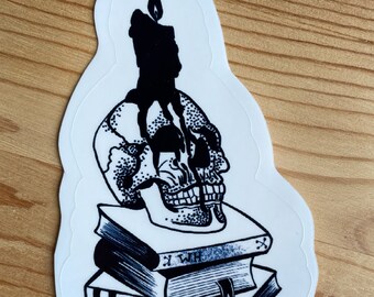 Spooky Skull and Candle Halloween Sticker