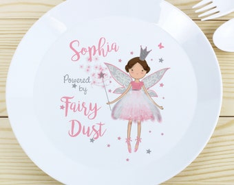 Personalised Fairy Princess Plastic Plate / Christmas Dinner Plates For Children / Girls / Kids / Baby / Secret Santa / Birthday