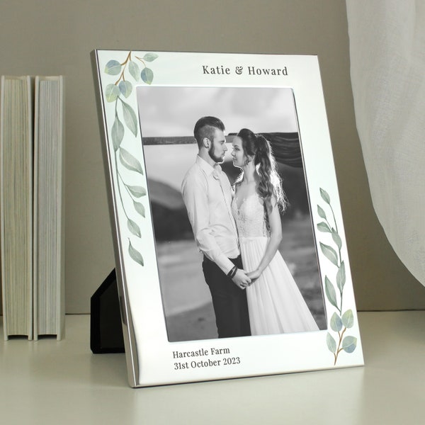 Personalised Botanical 5x7 Photo Frame / Wedding Photo Gift / Bride / Groom