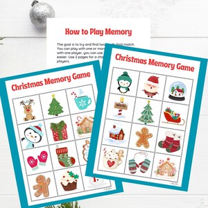 Kids Christmas Memory Memory-Spiel: Party Printables & Spiele