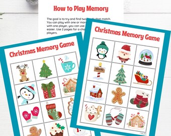 Kids Christmas Activity Memory Game: Party Printables & Games