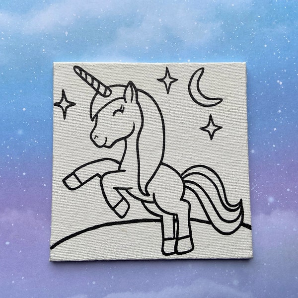 Paint Your Own Unicorn - Unicorn Canvas Paint Set - Pre Drawn Canvas