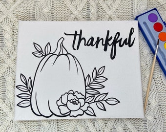 Kit de bricolage pour adulte citrouille reconnaissante - Peinture et gorgée de Friendsgiving - Cadeaux de Thanksgiving