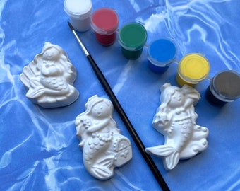 Favores de la fiesta de la sirena - Pinta tus propios imanes de sirena - Paint Party Favors