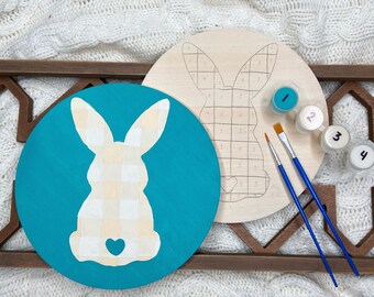 Some Bunny To Love - Paint By Numbers Kit, Easter Crafts, Easter Wall Art, Paint and Sip, DIY Decor, Buffalo Plaid