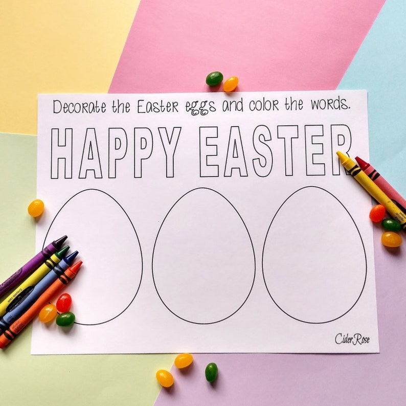 8.5 x 11 Easter Coloring Pages For Kids, Kids Printable, Digital Download image 3