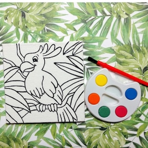 DIY Parrot Canvas Paint Set - Jungle Party Favors - Kids Party Favors