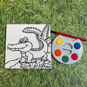 Pre Drawn Alligator Canvas  - Alligator Birthday - Reptile Birthday - Kids Party Favors - Art Party