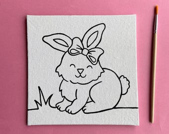 Paint Your Own Easter Bunny Canvas Kit - Basket Stuffer Art Activity for Kids Party Crafts Gift