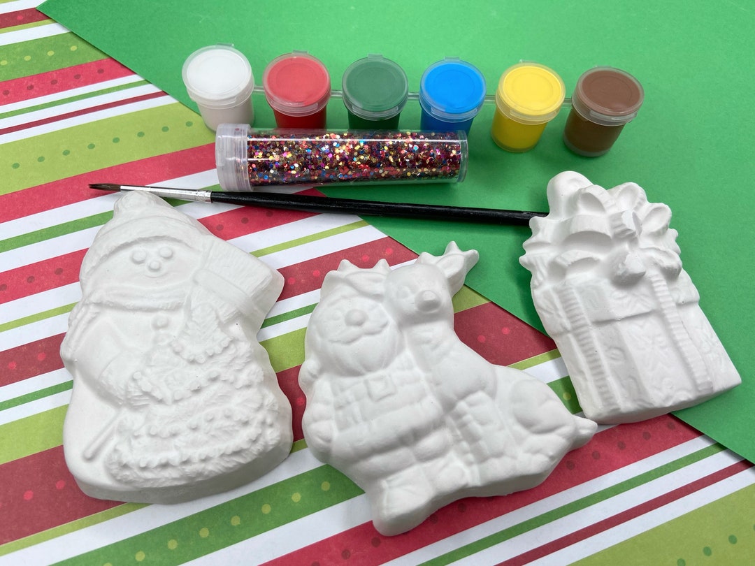 Paint Your Own Santa and Reindeer Kit Christmas DIY Kit Etsy