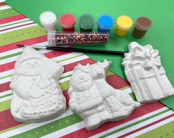 Paint Your Own Santa And Reindeer Magnet Kit - Christmas DIY Kit