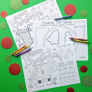 11 x 17 Christmas Printable Placemat - Instant Download - Christmas Coloring - Kids Coloring Page - Activity Placemat