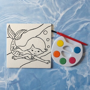 Mermaid Canvas Paint Set, Mermaid Birthday, Under The Sea