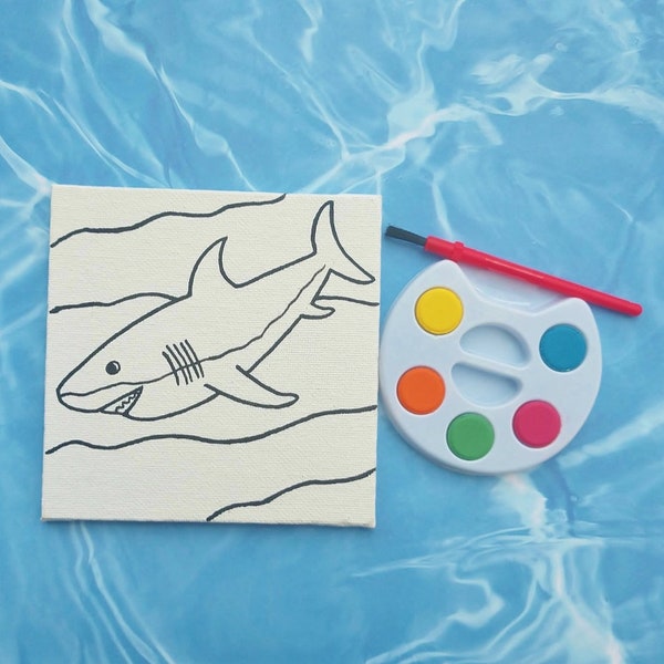 DIY Shark Canvas Paint Set - Shark Birthday Party - Shark Party