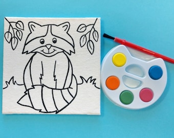 Woodland Raccoon DIY Canvas- Art Party - Kids Party Favors