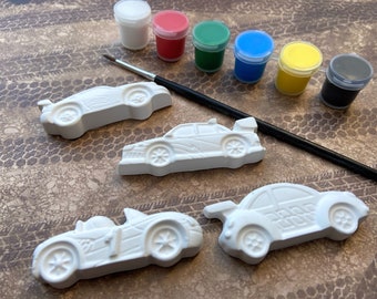 DIY Plaster Race Car Magnet Painting Kit: Kids Birthday Party Favors