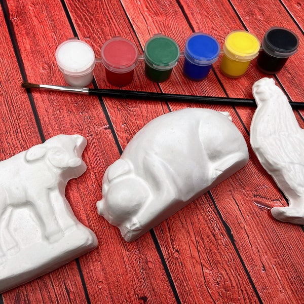 Paint Your Own Farm Animals - DIY Magnet Kit - Pig Crafts - Farm House Chic