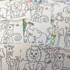 Set of 12 Paint Your Own Jungle Animal Art Party Kit - Kids Party Favors