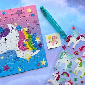 Unicorn puzzle and unicorn stickers