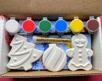 Christmas Paint Your Own Magnet Kit - Unique Gifts - Stocking Stuffers For Kids