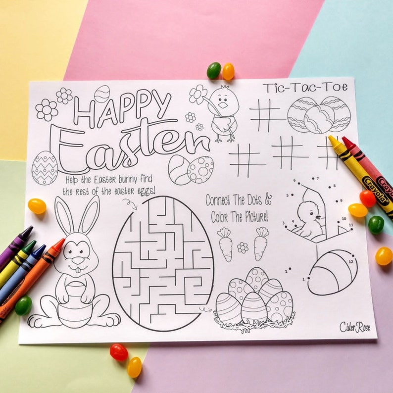 8.5 x 11 Easter Coloring Pages For Kids, Kids Printable, Digital Download image 2