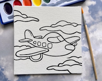 Hand-Painted Airplane Canvas - Paint Your Own Airplane - Art Party Favors - Kids Gift