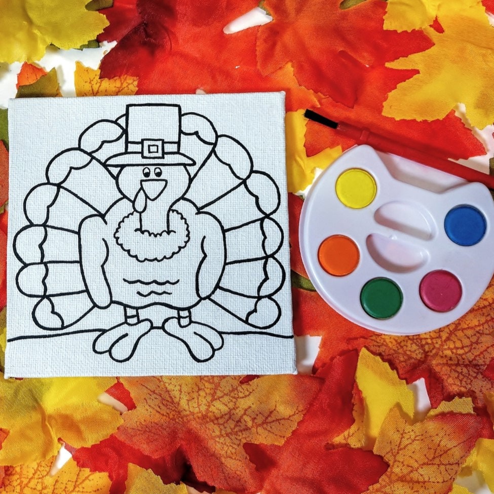 Thanksgiving Turkey Canvas Painting Kit for Kids - Fun Holiday Craft