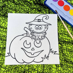 Kit fai da te per dipingere zucche su tela: bomboniera per la festa di Halloween