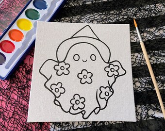 Cute Halloween Flower Ghost Canvas for DIY Painting and Gifting