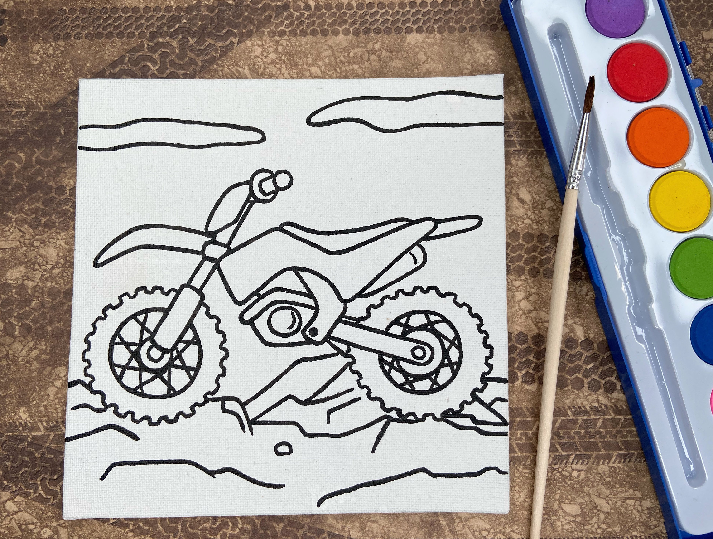 Malen Sie Ihre eigene Dirt Bike Leinwand - Motorrad Gefälligkeiten -  Motocross Geburtstag, image size:3000x2267