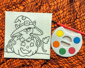 Halloween Paint Kit: Hand-Painted Canvas, Watercolor Set