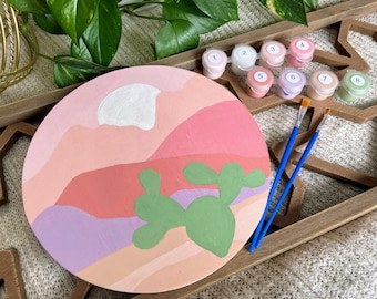 Southwest Cactus Paint By Numbers Kit - Desertscape - DIY Art - Neutral Palette