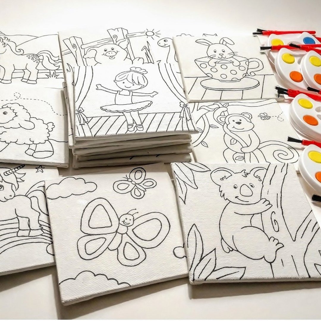 Party Kit of Paint Your Own Canvases - DIY Kids Party Favors - Etsy