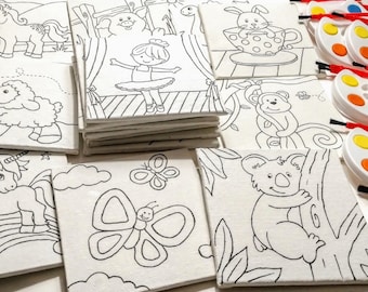 Set van 30 bedankjes voor kinderfeestjes, verf feestbedankjes, verf je eigen canvas