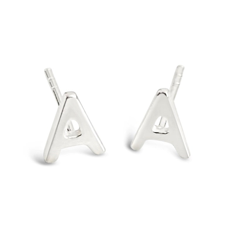 Cute Sterling Silver 925 Alphabet Stud Earrings/Friendship Etsy