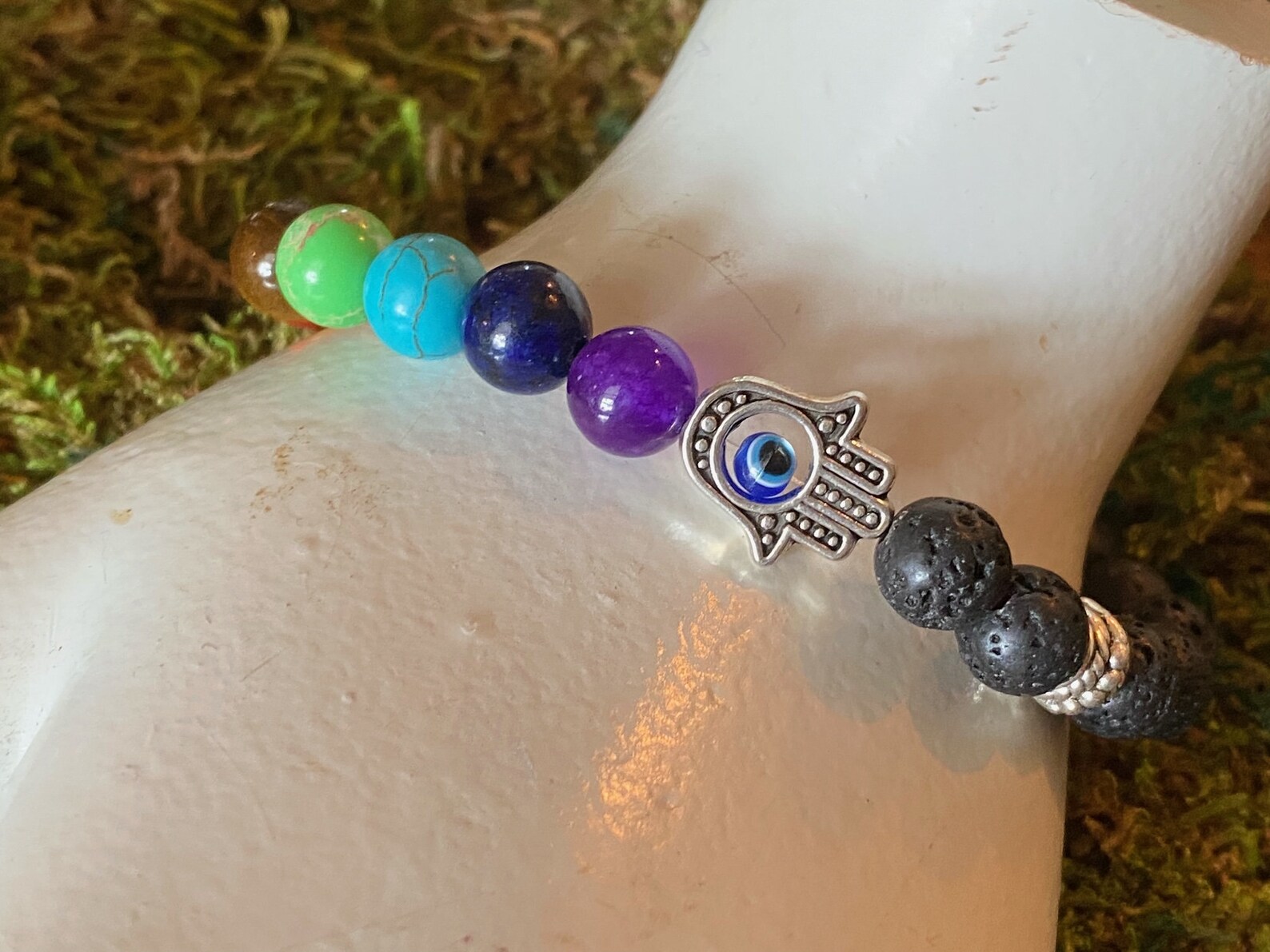 Gemstone Chakra Evil Eye Bracelet Etsy