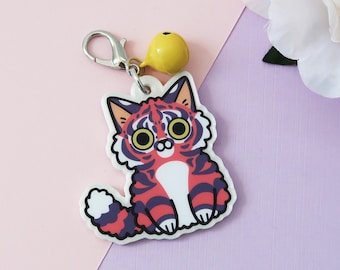 Kawaii Pink Tiger Keychain, Cartoon Keychain, Car Key Accessories, Kids Backpack Clip, Keychain for Teen, Keychain for Girls, For Cat Lovers