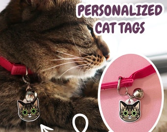 Custom Cat Tag, Handmade Gift, Personalized ID Tags For Cats, Custom Cat ID Tag, Personalized Gift For Cat Lovers, Custom Cat Items