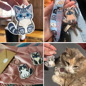 Custom Cat Keychains, Personalized Cat Keychain, Custom Pet Portrait Keychain, Cute Keychain, Kawaii Keychain, Gifts For Cat Lovers Bild 9