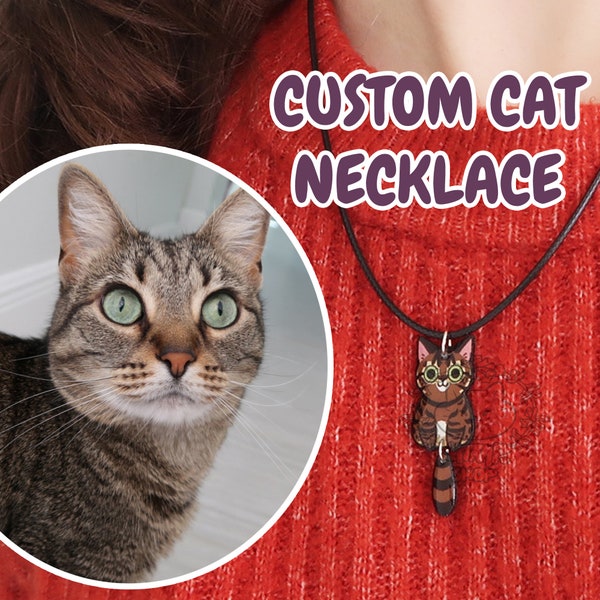 Custom Cat Necklace, Personalized Cat Jewelry, Custom Cat Gifts, Cute Cat Pendant, Personalized Cat Picture Necklace, Custom Cat Merchandise