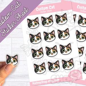 Custom Cat Stickers, Personalized Cat Sticker Sheet, Custom Sticker Sheet For Planner, Gifts for Cat Moms, Stickers For Teen, Cute Animal