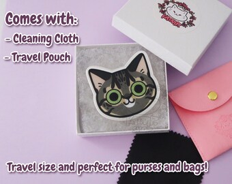 NAVIVERSE☆Cat Mirror keyring Custom Cat Mirror, Personalized Mirrors for Cat Moms, Cute