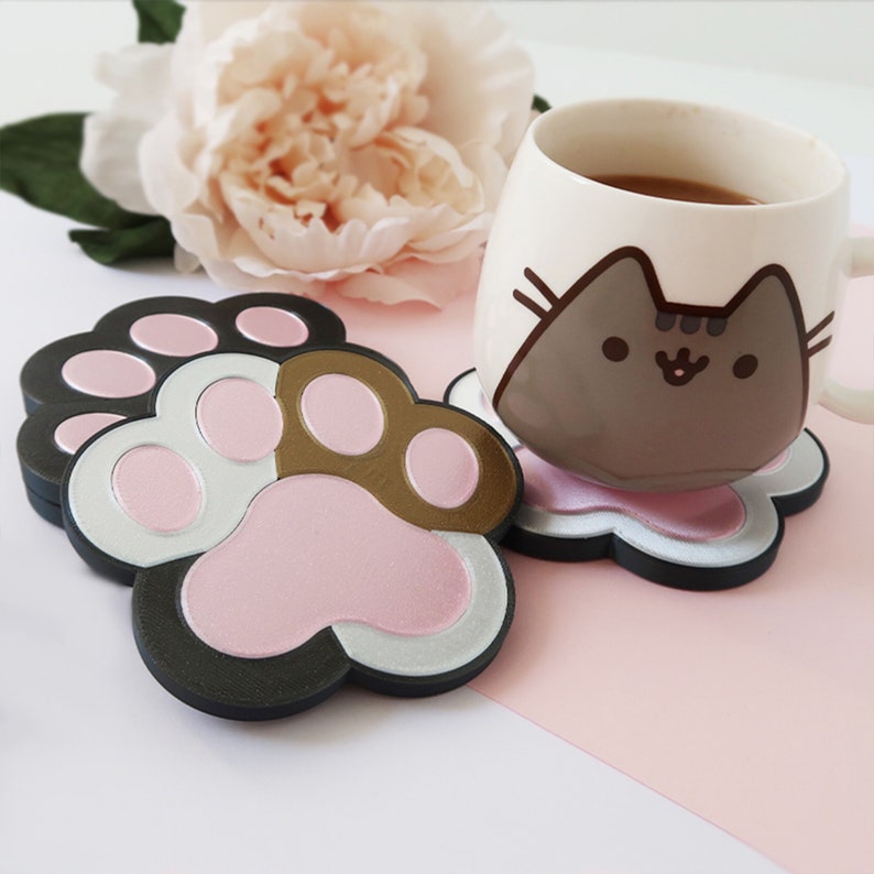 Cat Paw Coaster Set Drink Coasters Cat Coasters Handmade Etsy