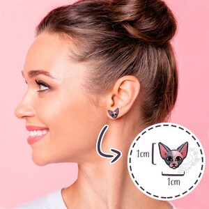 Custom Sphynx Cat Earrings, Design Your Own Cat Earring Studs, Personalized Cat Earring Studs, Gifts for Cat Mom, Custom Jewelry image 8