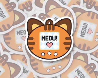 Orange Tabby Sticker, Cat Computer Sticker, Cute Tabby Cats, Smartphone Stickers, retro game stickers, gamer stickers, Kawaii Cat Sticker