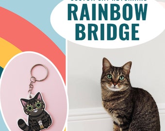 Custom Cat Keychains, Pet Loss Gifts, Memorial Keychain For Pets, Custom Pet Portrait Keychain, Cute Keychain, Gifts For Cat Lovers