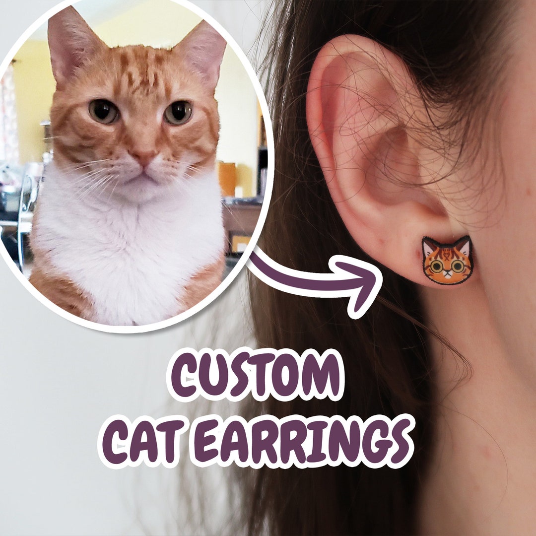 Custom Cat Earrings Custom Cat Gift Design Your Own Cat Etsy