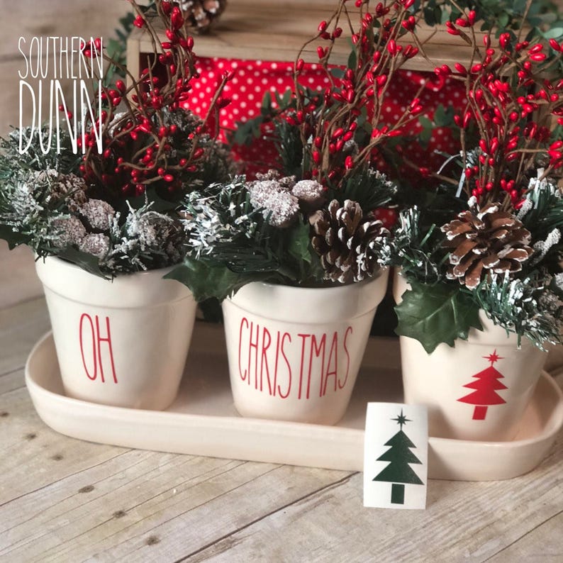 Rae Dunn Inspired Christmas Vinyl Decals Rae Dunn Planter Etsy