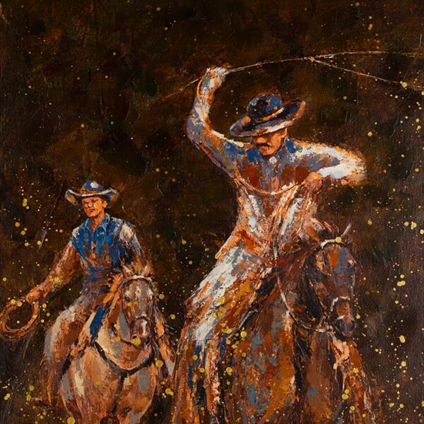 cowboys oil on canvas / A Ride into the Prairie oil painting on canvas